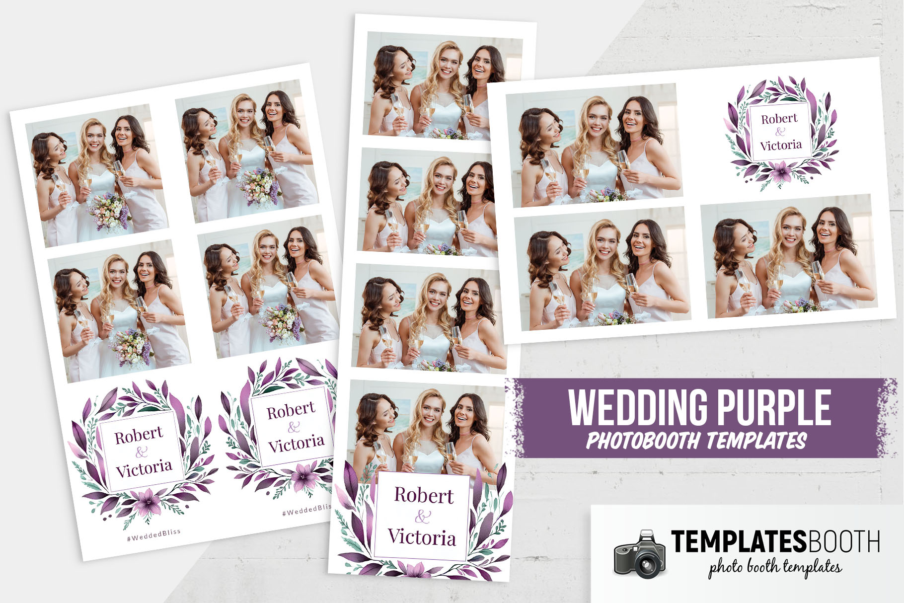 Purple Floral Wreath DSLR Booth Template